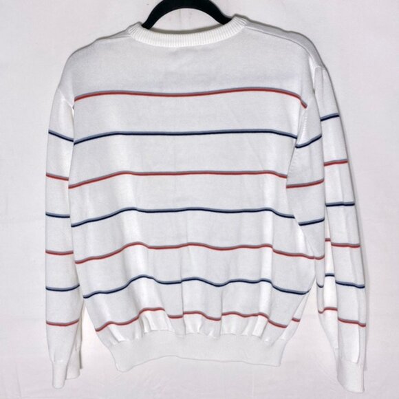 Lacoste White with Red and Blue Stripes Crewneck Sweater M - Picture 15 of 16